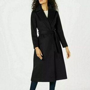 Forecaster Lambswool Trench Coat Sz 8 Belted Black W